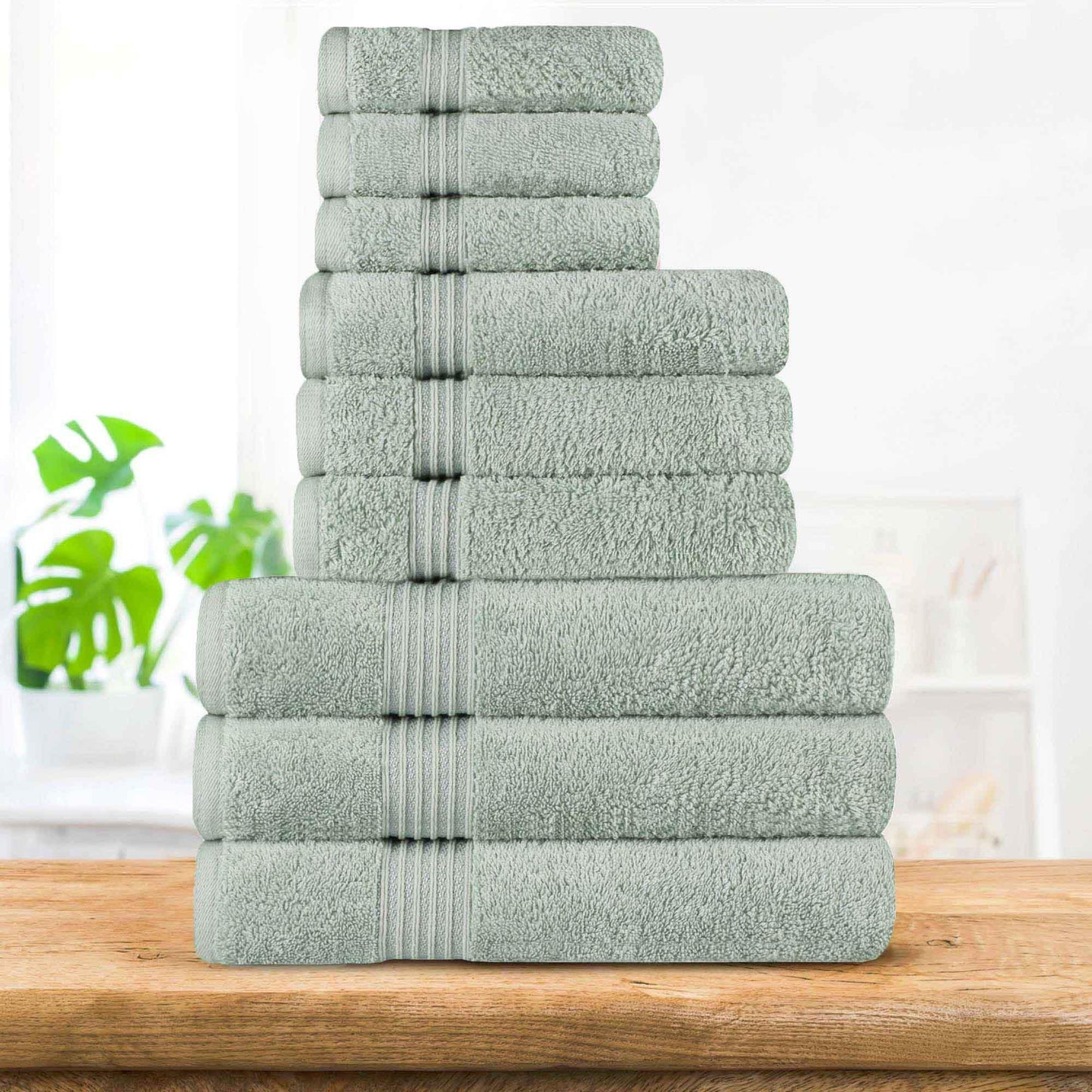 Egyptian Cotton Highly Absorbent Solid 9 Piece Ultra Soft Towel Set