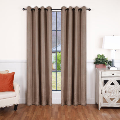 Linen Pattern Room Darkening Blackout Curtain Panel Set