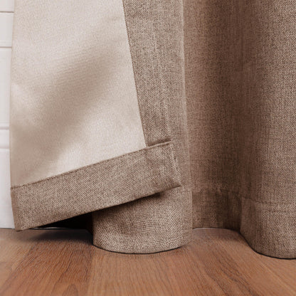 Linen Pattern Room Darkening Blackout Curtain Panel Set