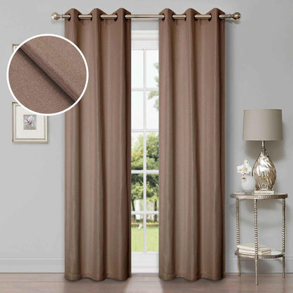 Linen Pattern Room Darkening Blackout Curtain Panel Set