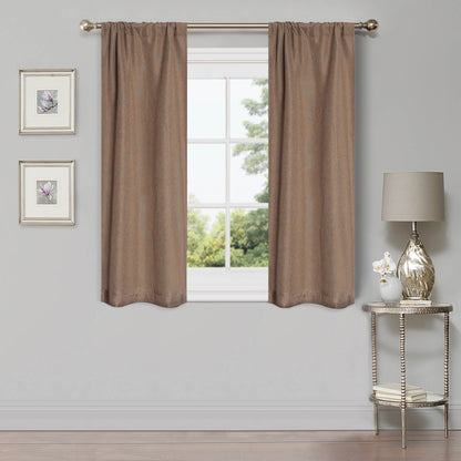 Linen Pattern Washable Room Darkening Blackout Curtains Set 26"