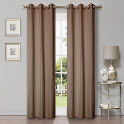 Linen Pattern Washable Room Darkening Blackout Curtain Set 42"