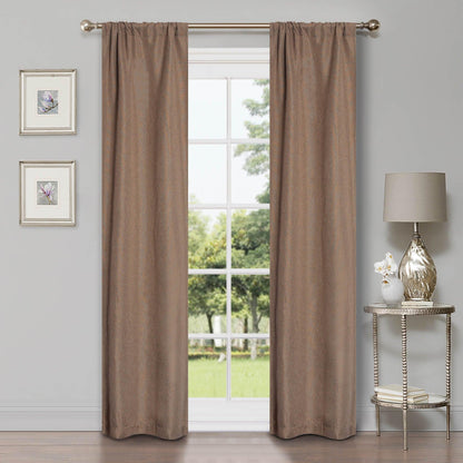 Linen Pattern Room Darkening Blackout Curtain Panel Set