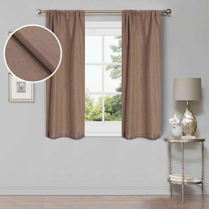 Linen Pattern Room Darkening Blackout Curtain Panel Set