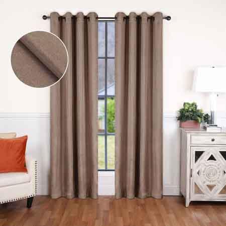 Linen Pattern Washable Room Darkening Blackout Curtain Set