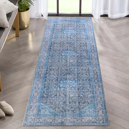 Traditional Oriental Medallion Power-Loomed Indoor Area Rug - Azure