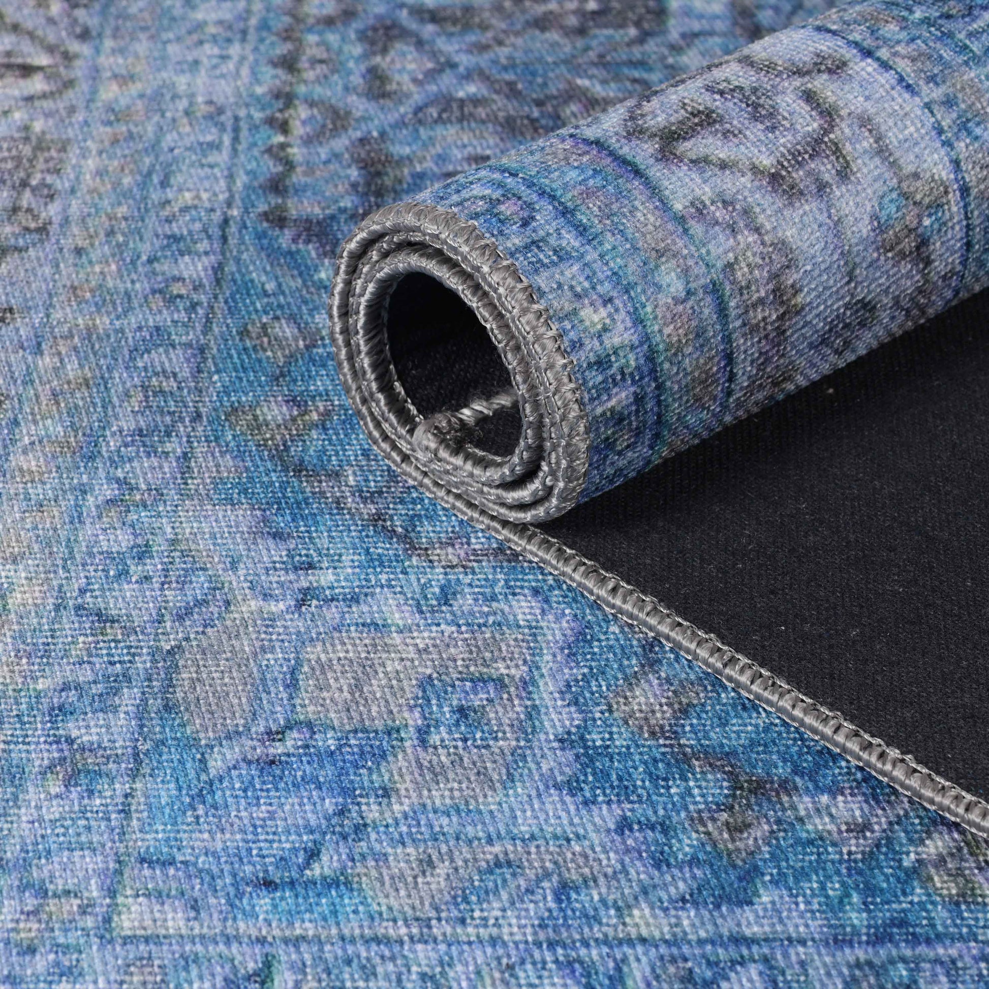 Traditional Oriental Medallion Power-Loomed Indoor Area Rug - Azure