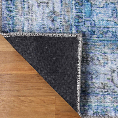 Traditional Oriental Medallion Power-Loomed Indoor Area Rug - Azure