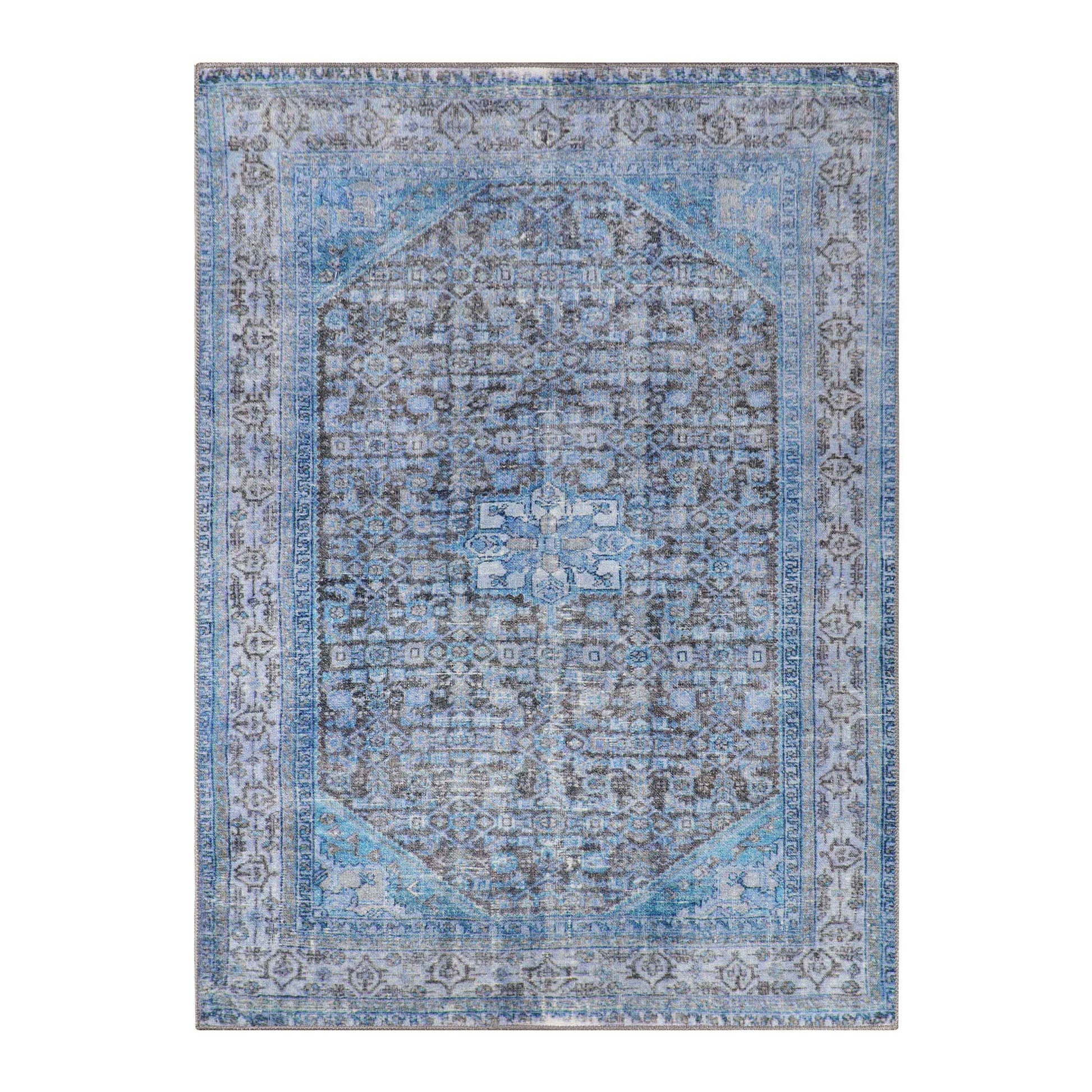 Traditional Oriental Medallion Power-Loomed Indoor Area Rug - Azure