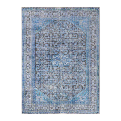 Traditional Oriental Medallion Power-Loomed Indoor Area Rug - Azure