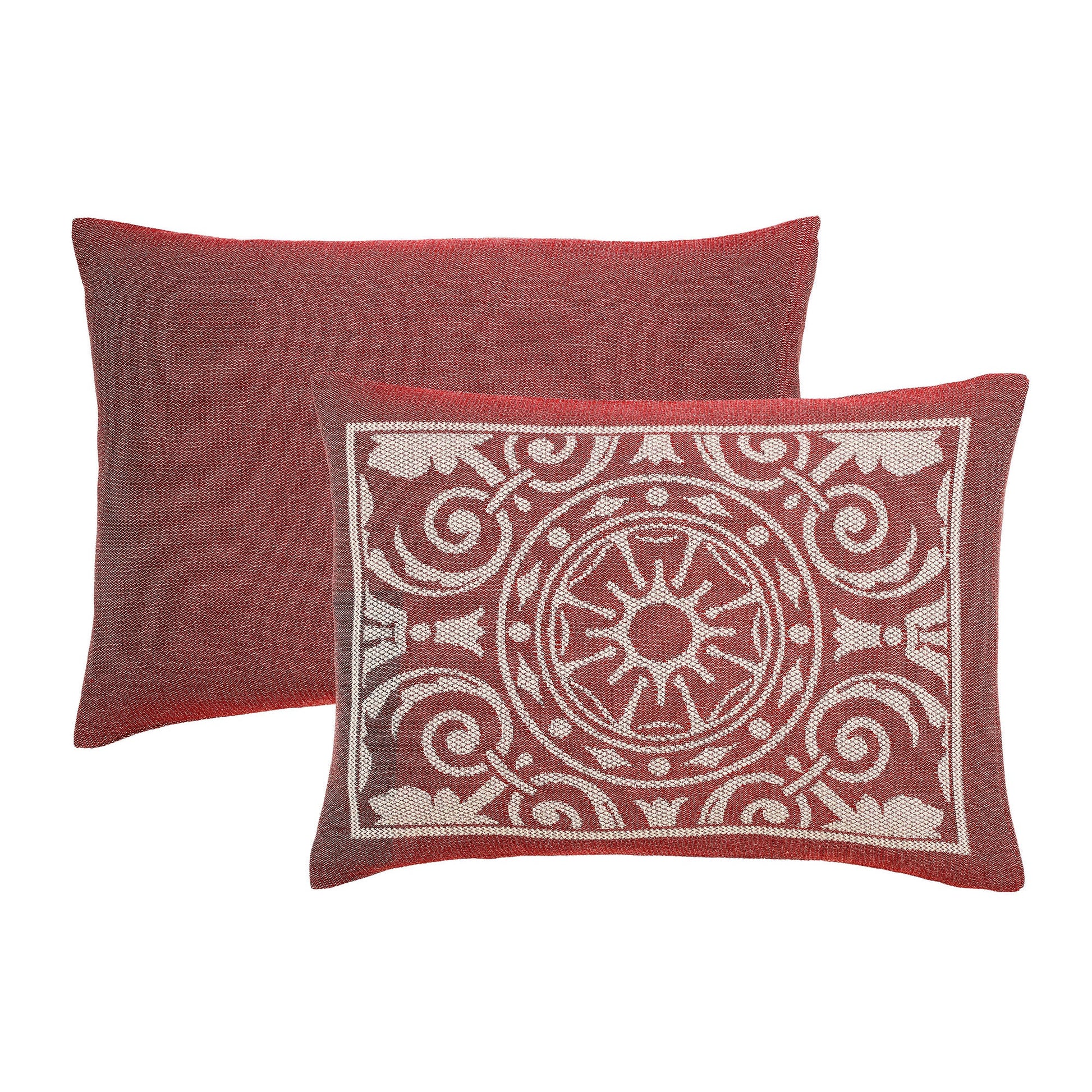 Superior Adalie Cotton Blend Woven Jacquard Vintage Medallion Lightweight Bedspread and Sham Set - Berry Red