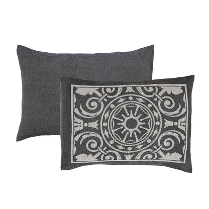 Superior Adalie Cotton Blend Woven Jacquard Vintage Medallion Lightweight Bedspread and Sham Set - Charcoal