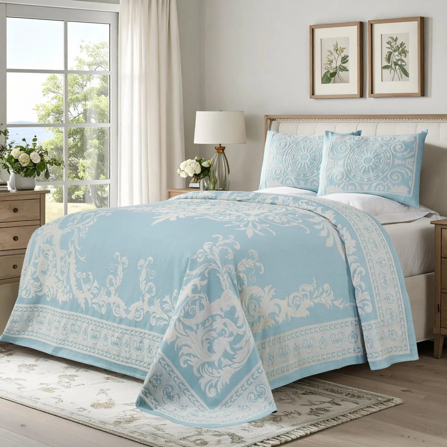 Adalie Cotton Blend Woven Jacquard Medallion Bedspread Set