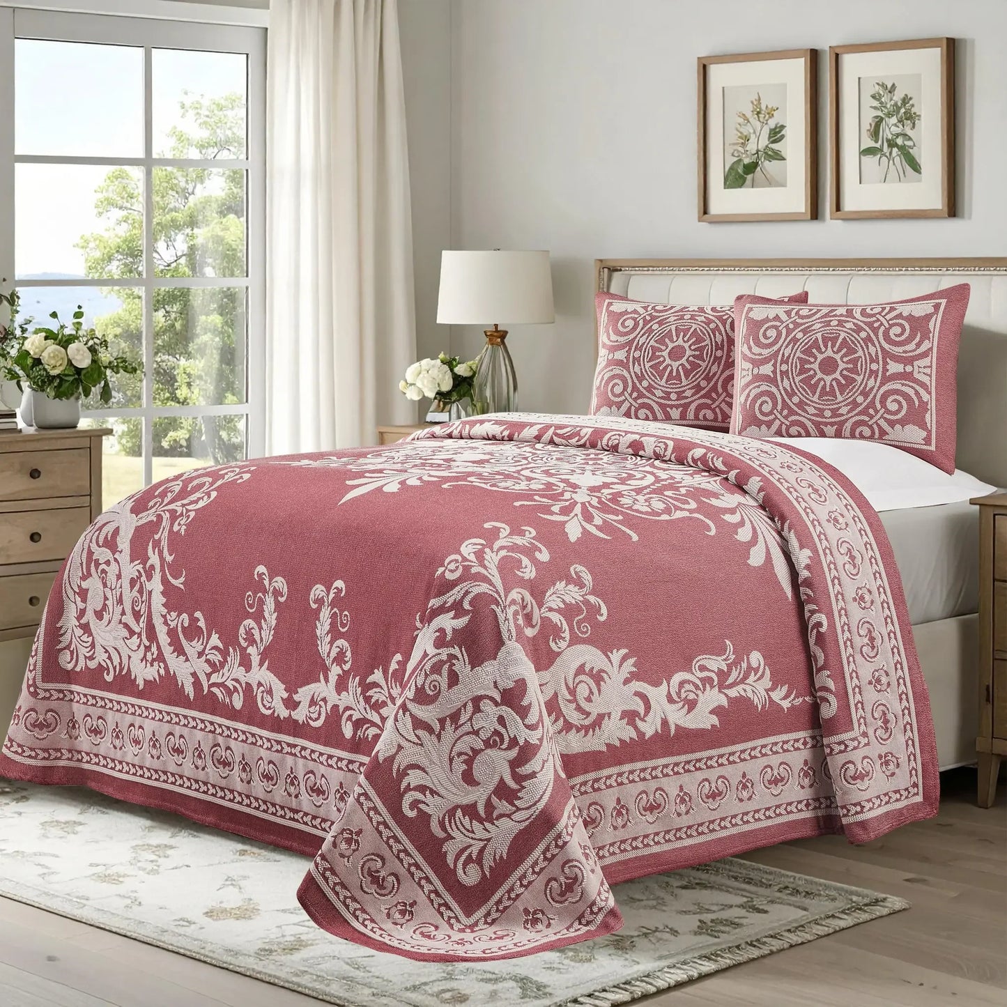 Adalie Cotton Blend Woven Jacquard Medallion Bedspread Set
