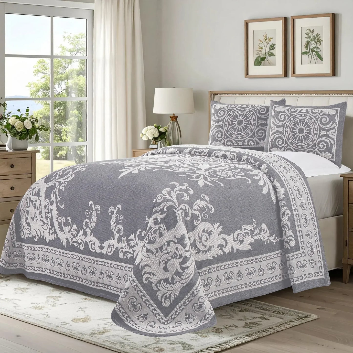Adalie Cotton Blend Woven Jacquard Medallion Bedspread Set