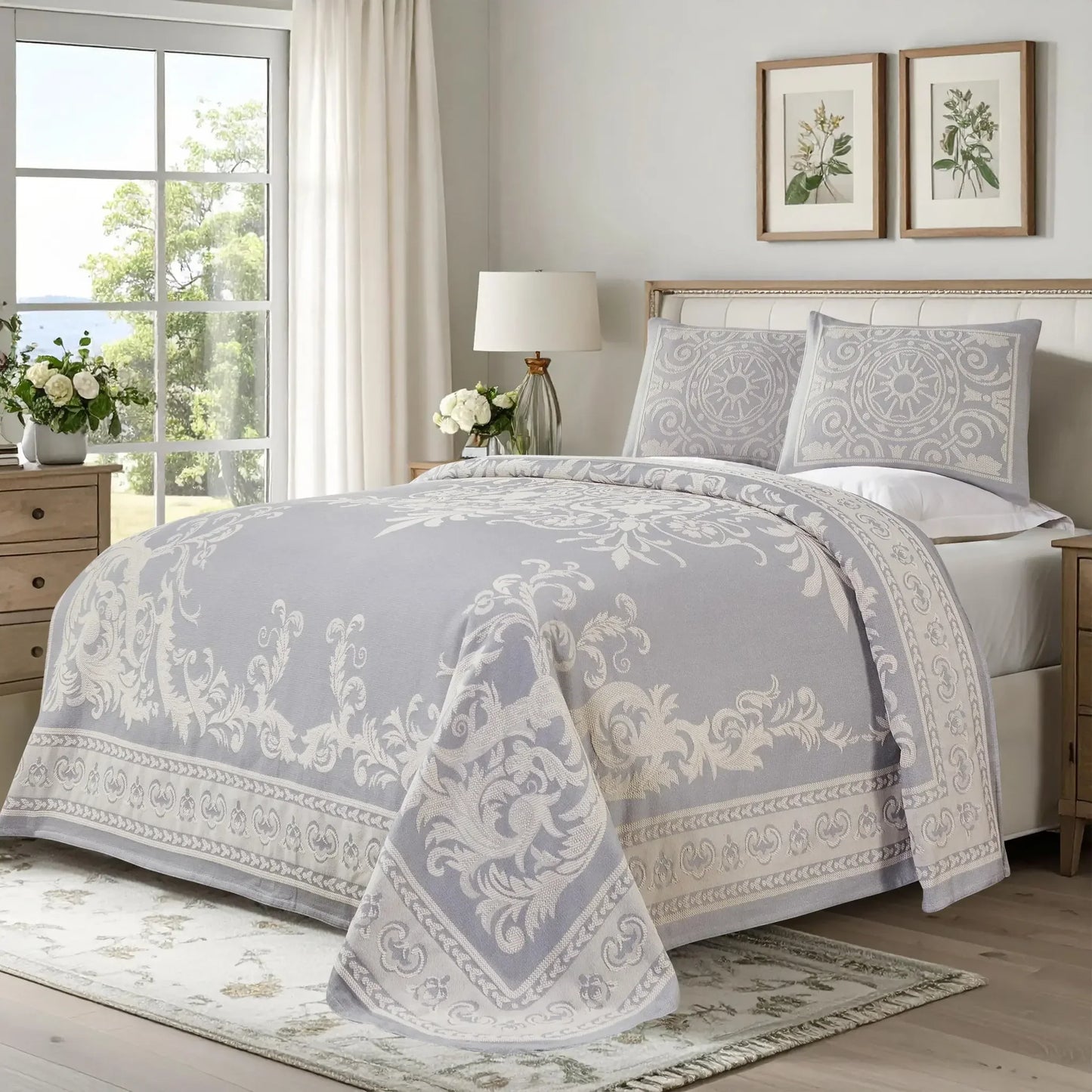 Adalie Cotton Blend Woven Jacquard Medallion Bedspread Set