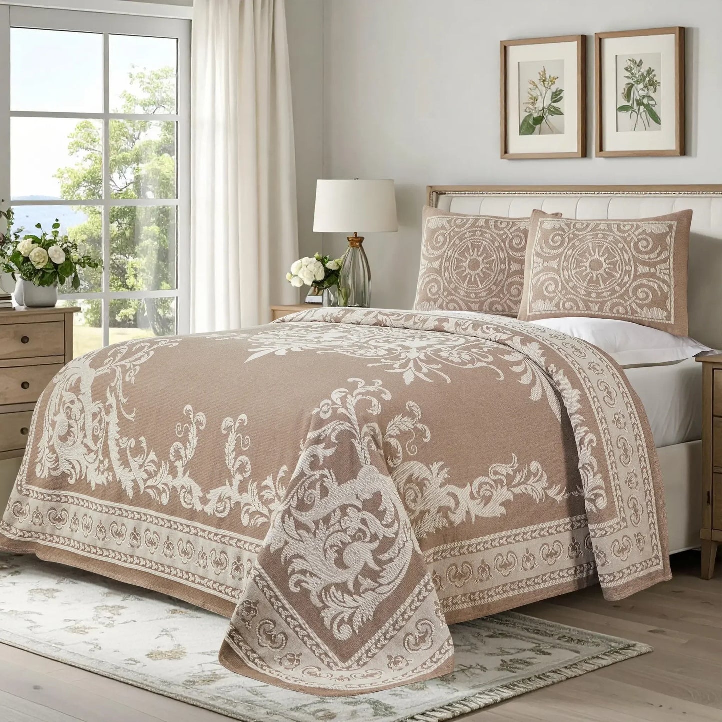 Adalie Cotton Blend Woven Jacquard Medallion Bedspread Set