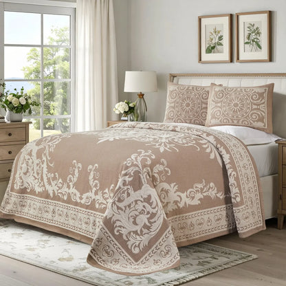 Adalie Cotton Blend Woven Jacquard Medallion Bedspread Set
