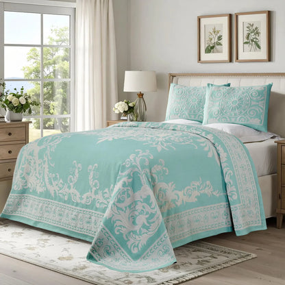 Adalie Cotton Blend Woven Jacquard Medallion Bedspread Set