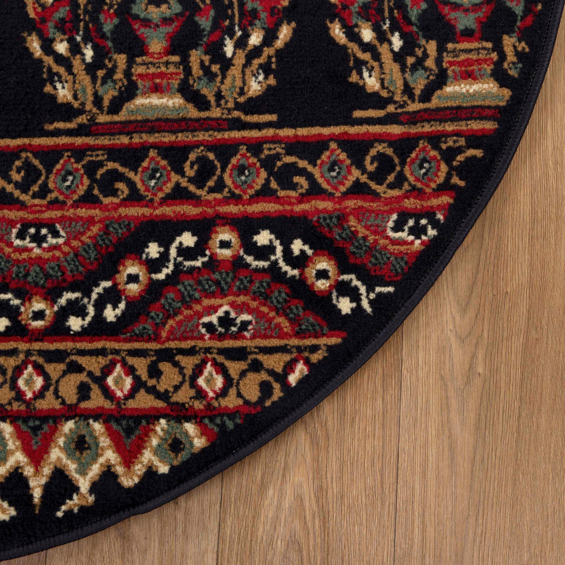 Adena Bohemian Floral Geometric Area Rug or Runner Rug - Black