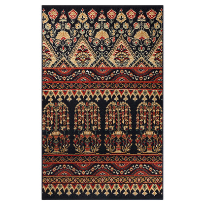 Adena Bohemian Floral Geometric Area Rug or Runner Rug - Black