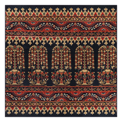 Adena Bohemian Floral Geometric Area Rug or Runner Rug - Black