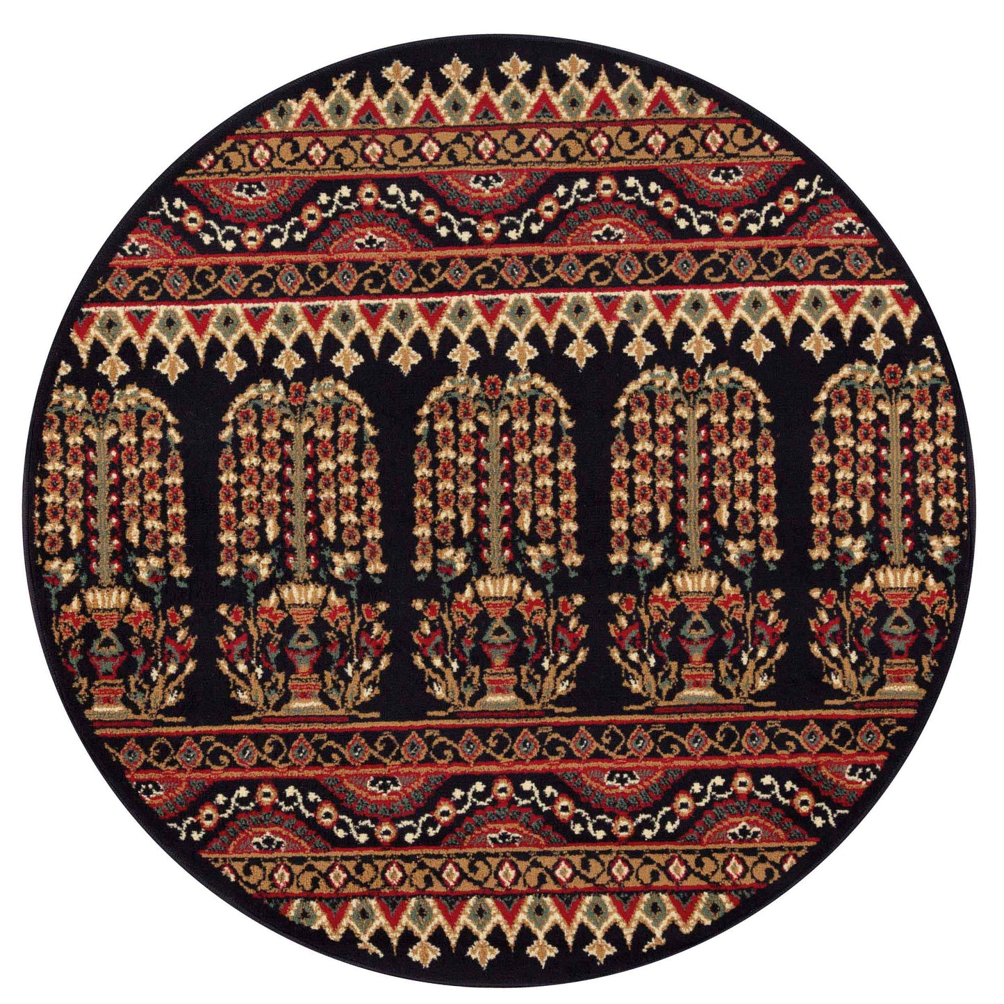 Adena Bohemian Floral Geometric Area Rug or Runner Rug - Black