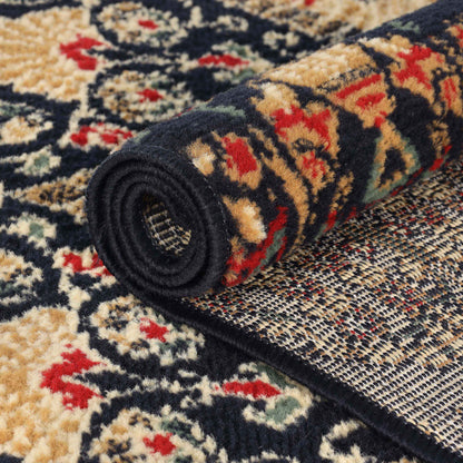 Adena Bohemian Floral Geometric Area Rug or Runner Rug - Black