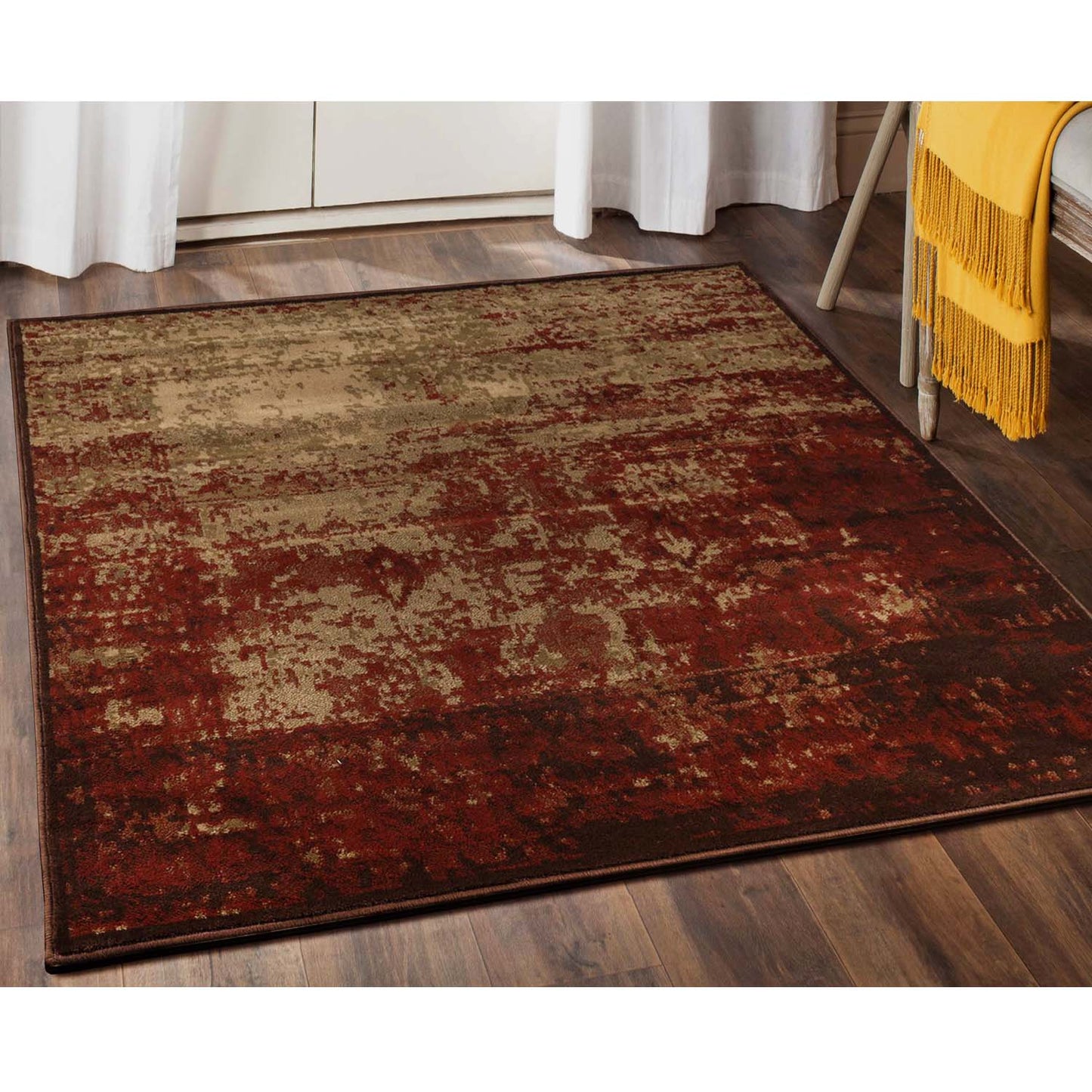 Superior Afton Acid Wash Gradient Indoor Area Rug or Runner Or Door Mat - Auburn