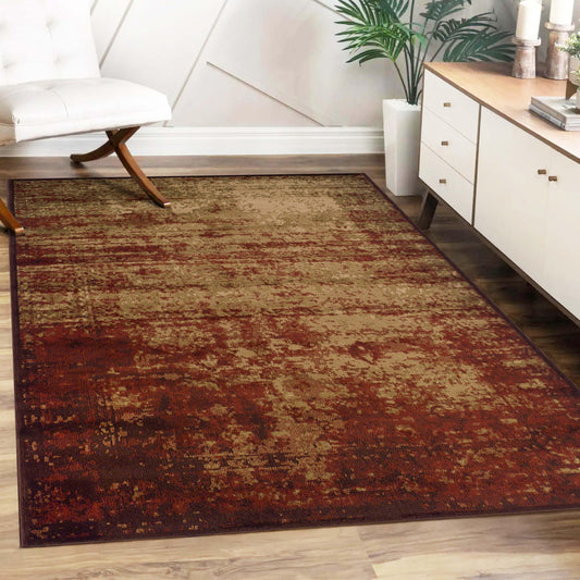 Superior Afton Acid Wash Gradient Indoor Area Rug or Runner Or Door Mat - Auburn