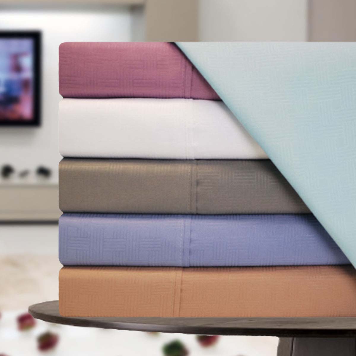 Microfiber Embossed Basketweave Deep Pocket Sheet Set