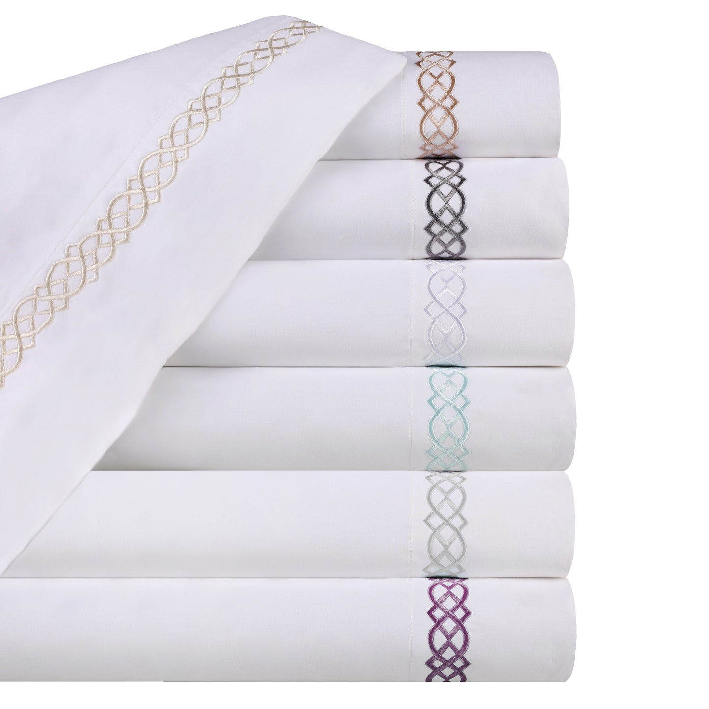 Egyptian Cotton 1000 Thread Count Embroidered Pillowcase Set