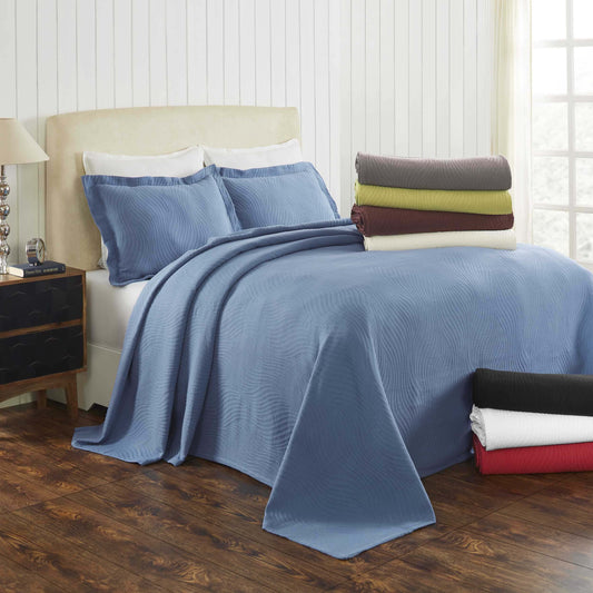 Cascade Cotton Jacquard Matelassé 3-Piece Bedspread Set