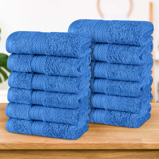 Atlas Cotton Absorbent Heavyweight Face Towel Washcloth Set of 12 - Allure