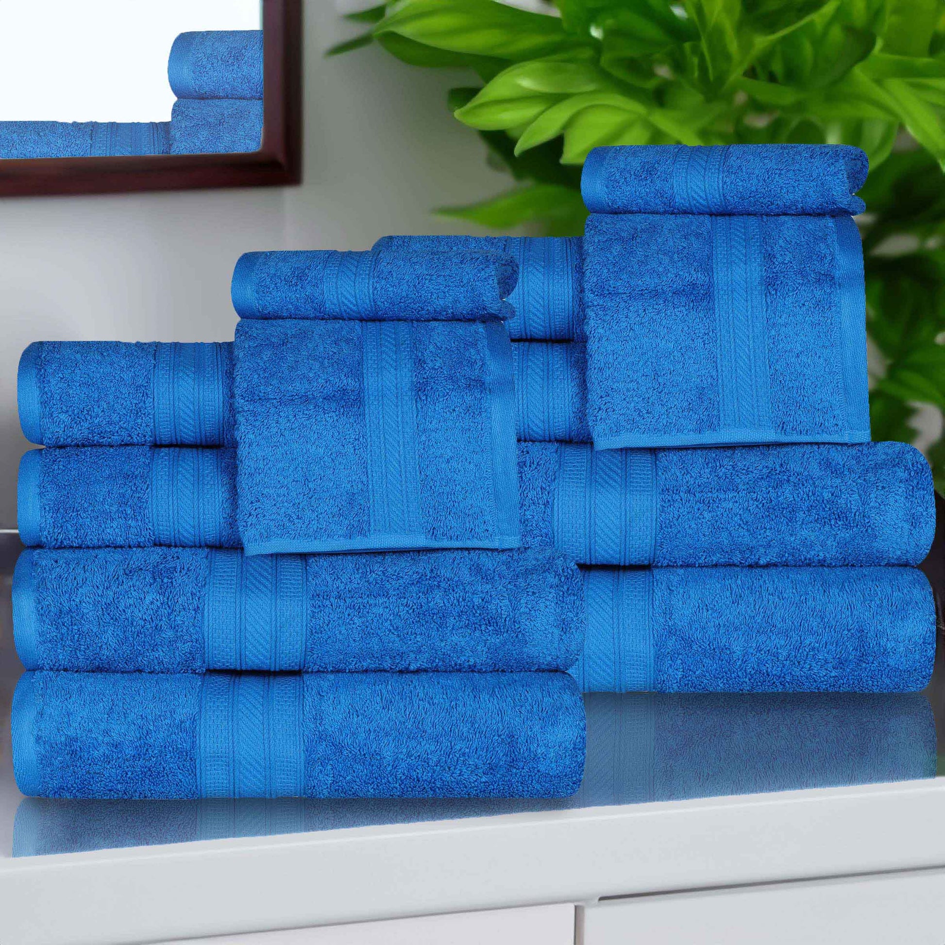 Atlas Cotton Plush Absorbent Heavyweight 12 Piece Assorted Towel Set - Allure