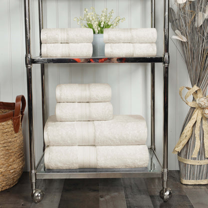 Cotton Heavyweight Absorbent Plush 8 Piece Towel Set - Almond