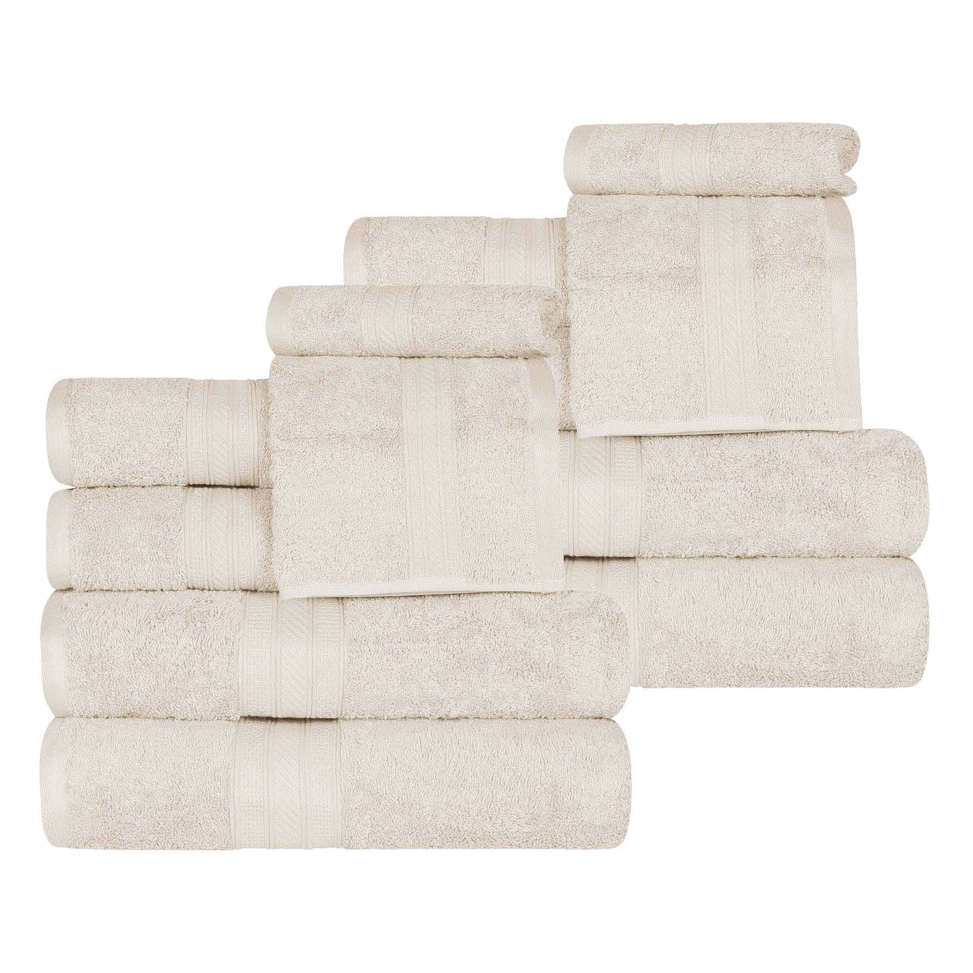 Atlas Cotton Plush Absorbent Heavyweight 12 Piece Assorted Towel Set - Almond