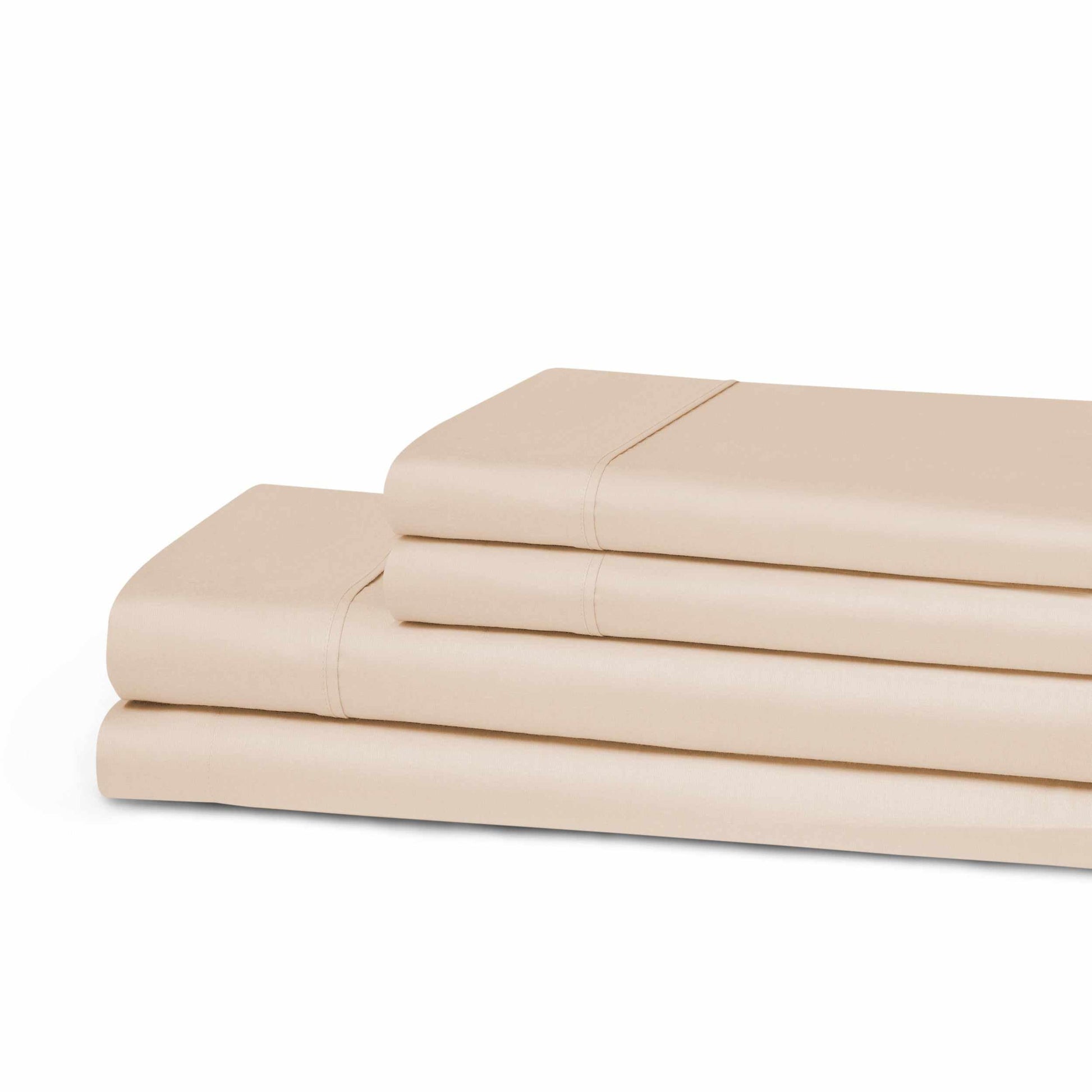 Superior 300 Thread Count Cotton Breathable Deep Pocket Solid Bed Sheet Set - Peach