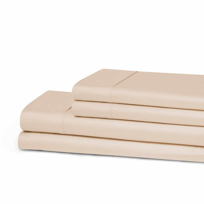 Superior 300 Thread Count Cotton Breathable Deep Pocket Solid Bed Sheet Set - Peach
