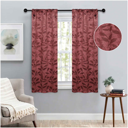 Leaves Room Darkening Washable Blackout Curtain Panels, Set of 2