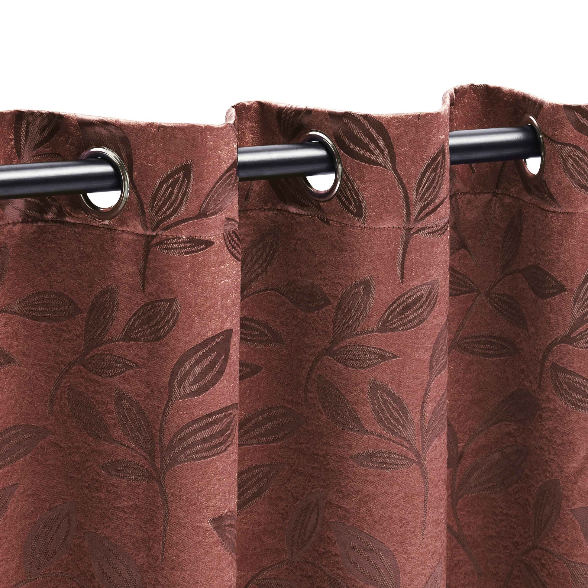 Leaves Machine Washable Room Darkening Blackout Curtains, Set of 2 - AntiqueCopper