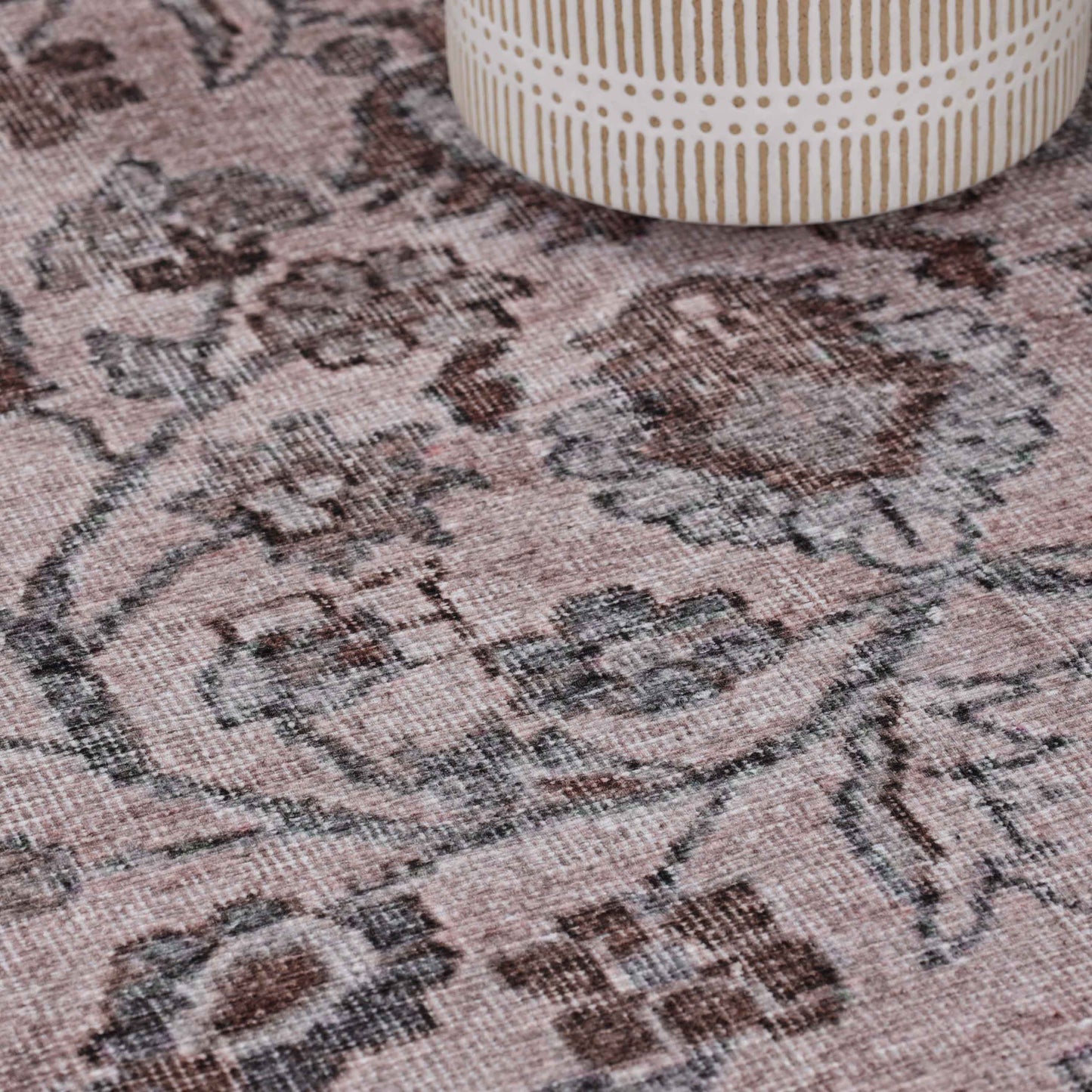 Distressed Floral Medallion Indoor Area Rug - Dark Walnut
