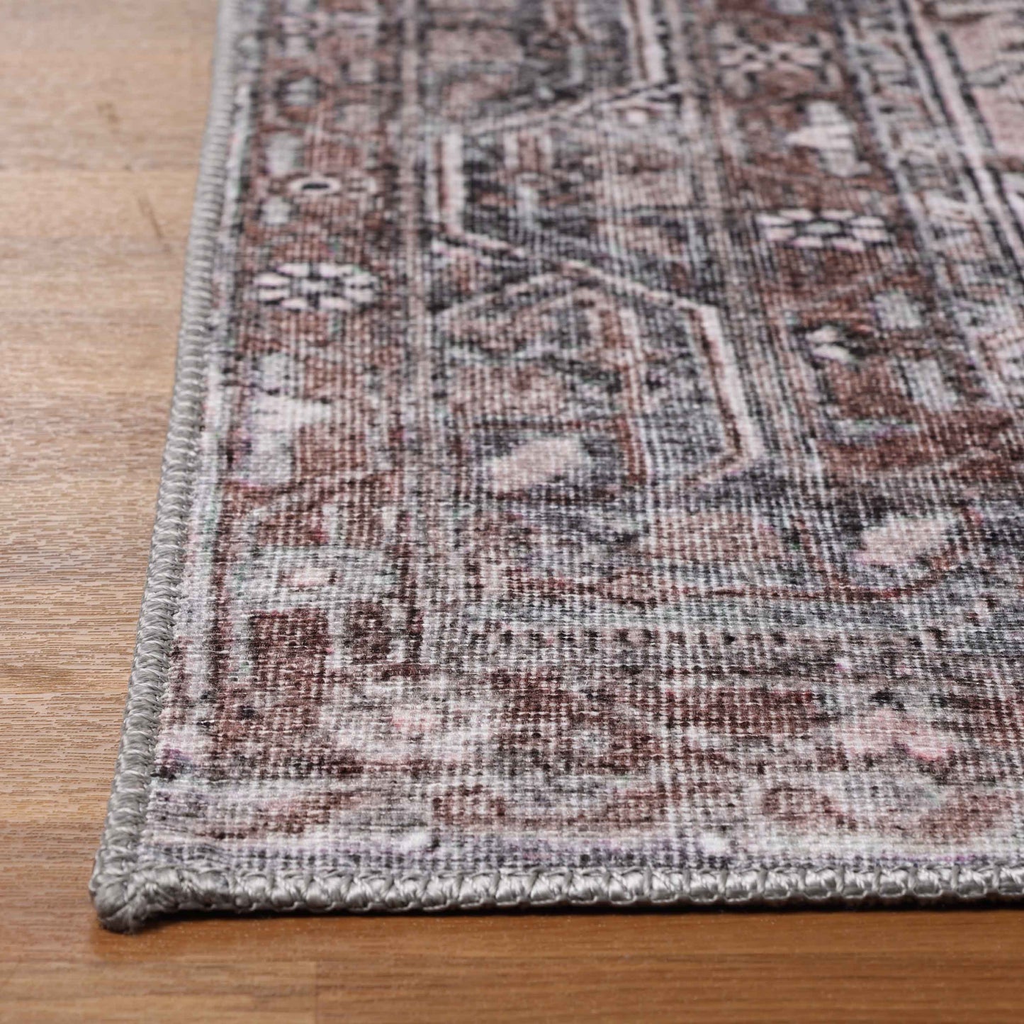 Distressed Floral Medallion Indoor Area Rug - Dark Walnut