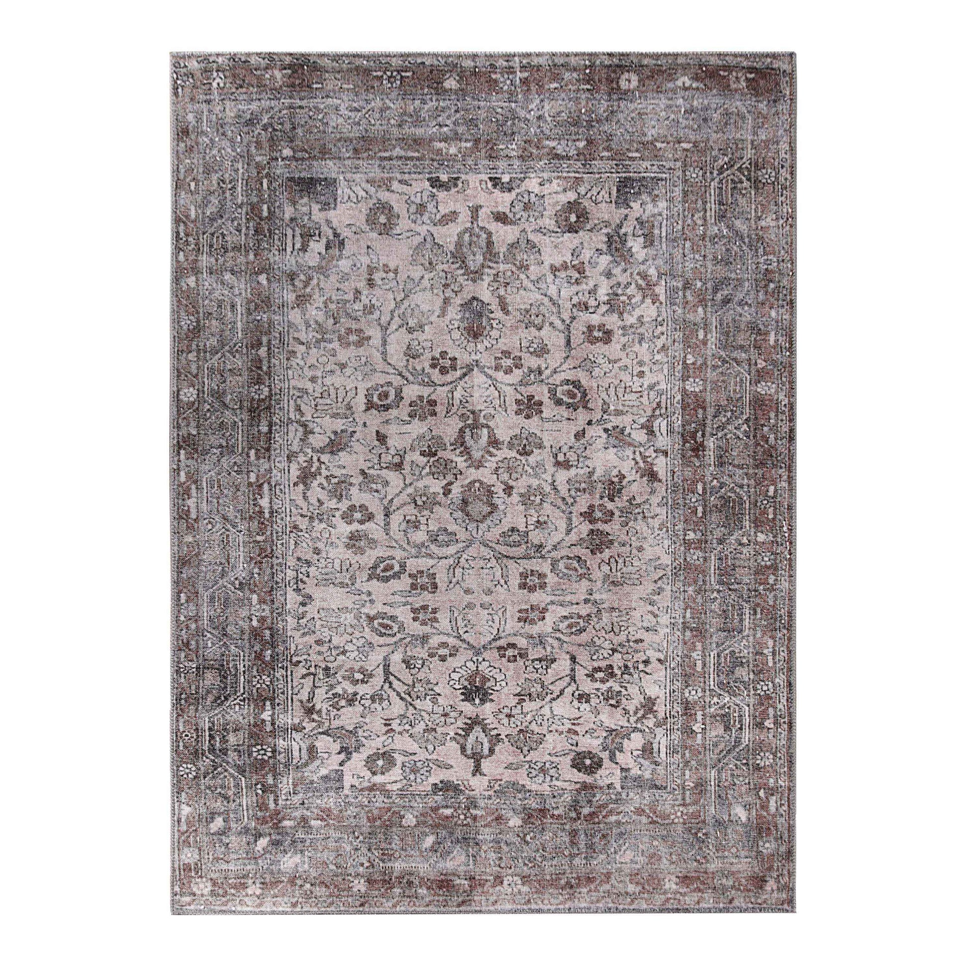 Distressed Floral Medallion Indoor Area Rug - Dark Walnut