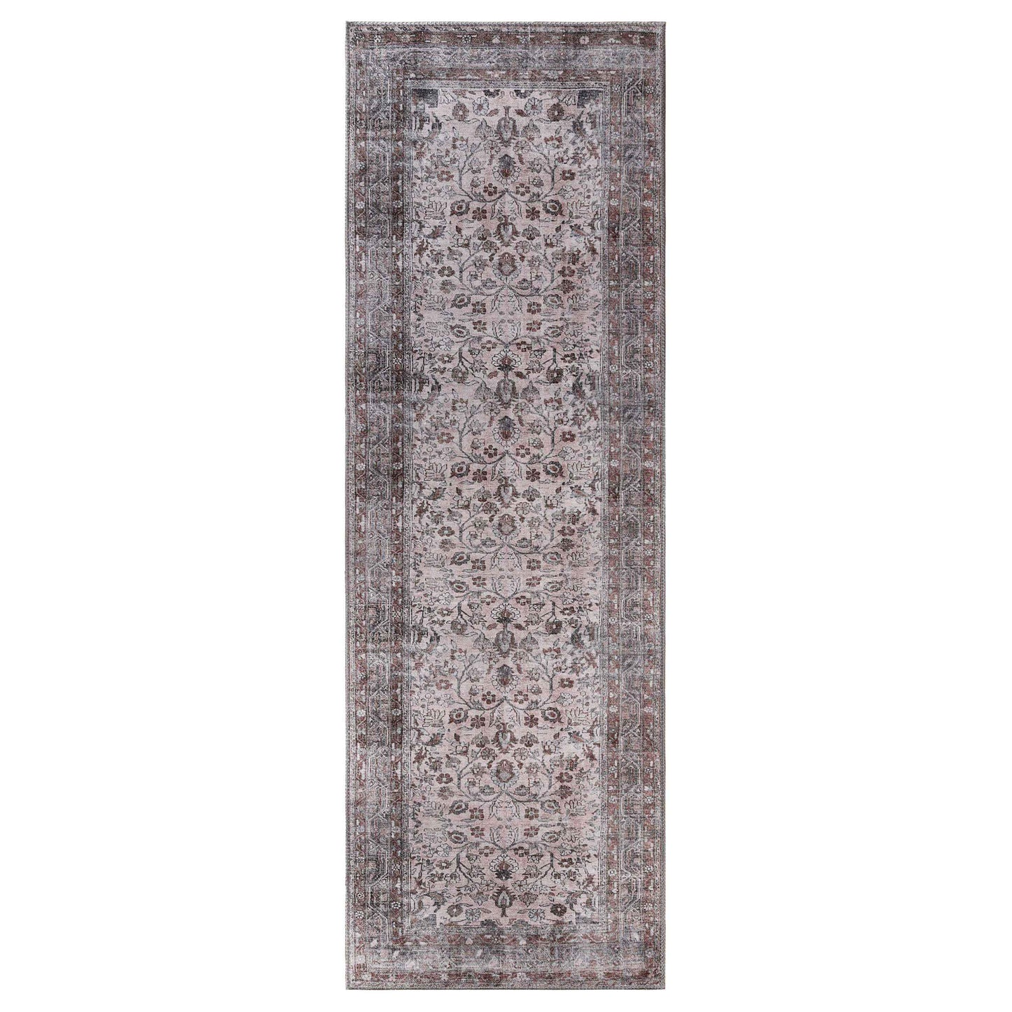 Distressed Floral Medallion Indoor Area Rug - Dark Walnut