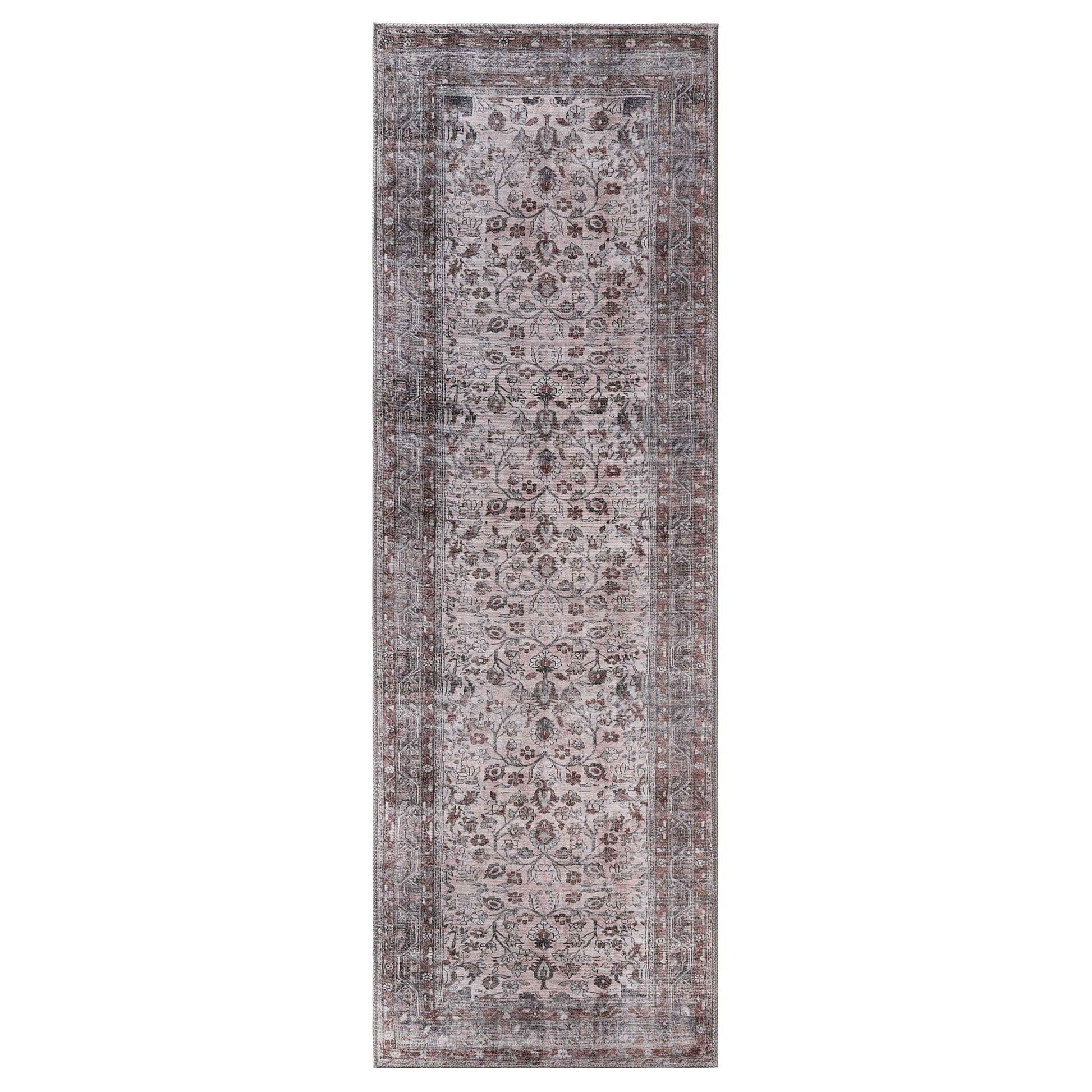 Distressed Floral Medallion Indoor Area Rug - Dark Walnut