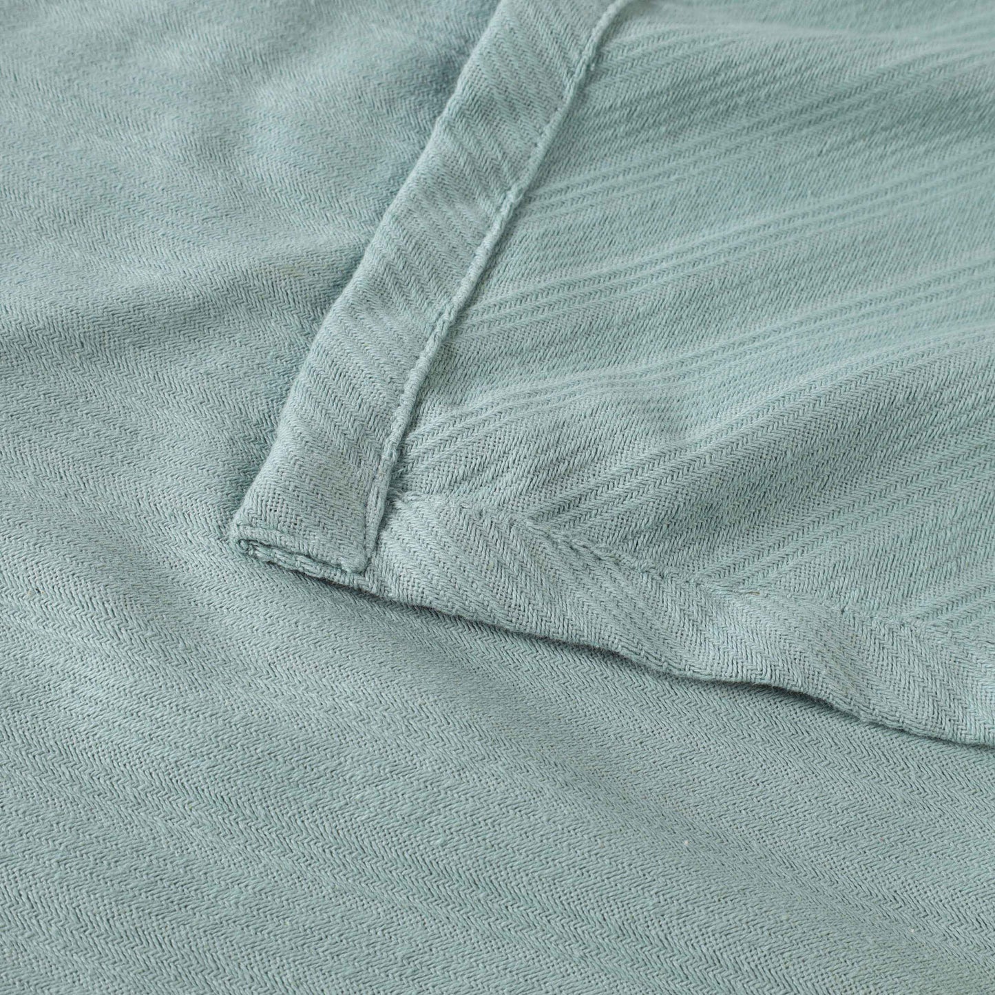 Milan Cotton Textured Jacquard Striped Lightweight Woven Blanket - Aqua