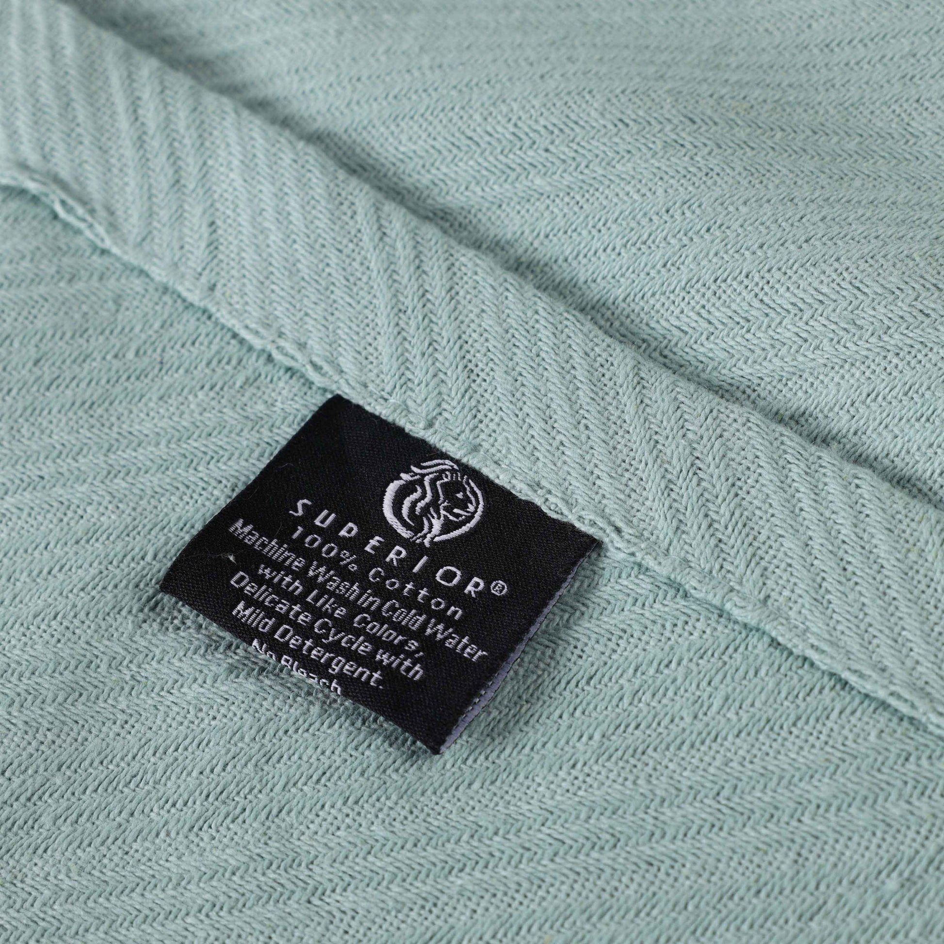 Milan Cotton Textured Jacquard Striped Lightweight Woven Blanket - Aqua