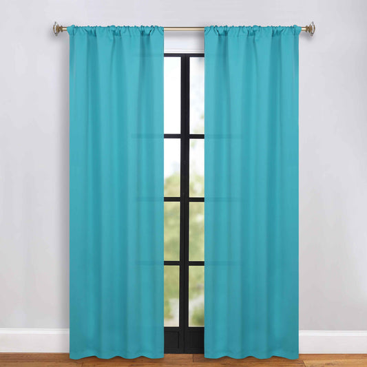 Solid Room Darkening Blackout Curtain Panels, Rod Pocket, Set of 2 - Aqua