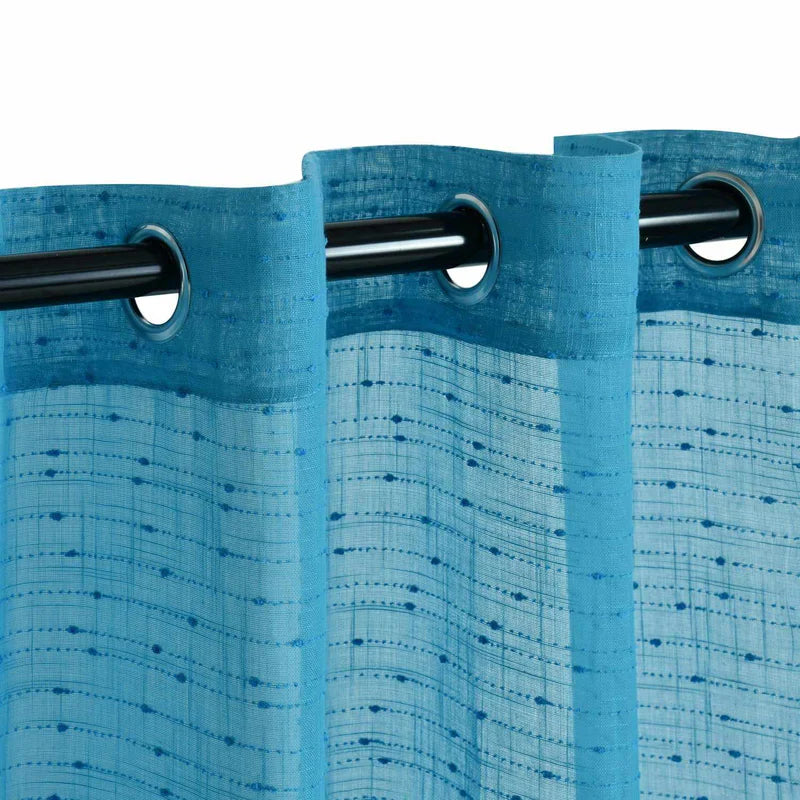 Meteorite Textured Grommet Sheer Curtain Panel Set of 2 - Aqua